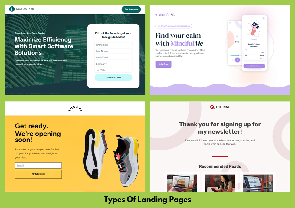 Types of Landing pages