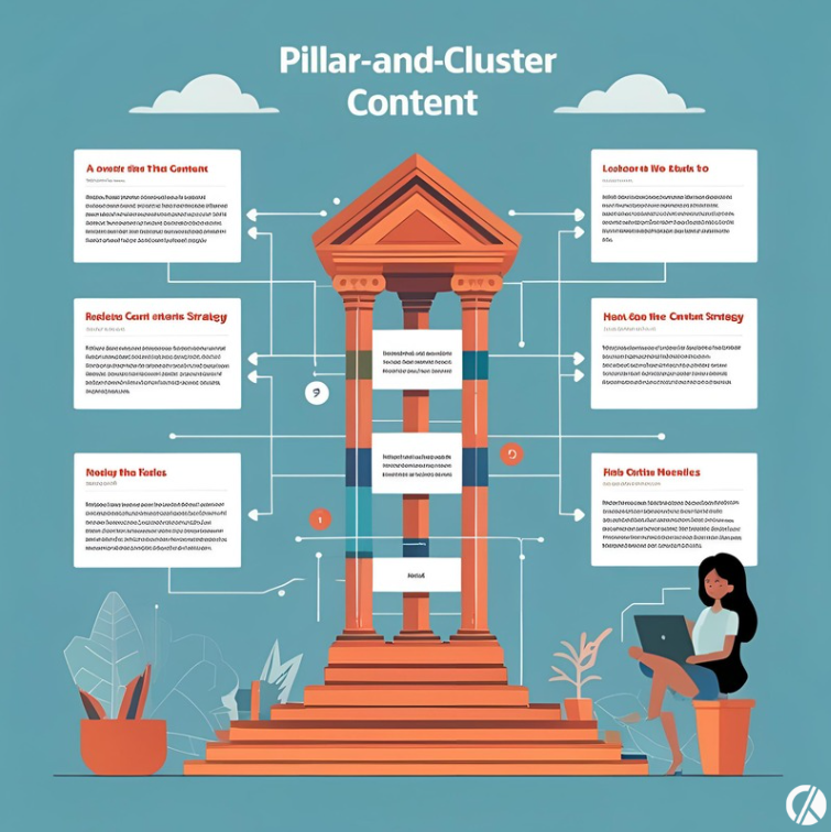 SEO content cluster and content pillars visualized